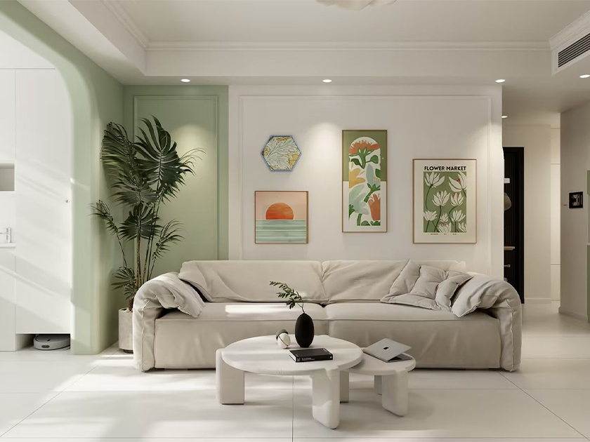 80平清新奶油婚房